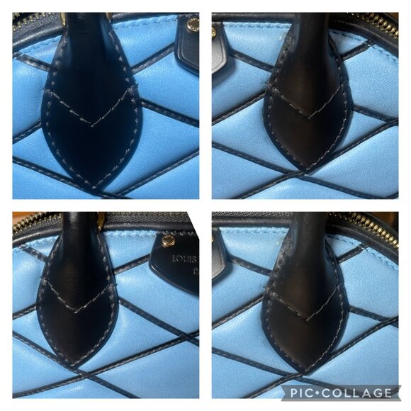 LOUIS VUITTON Alma BB Blue Black Malletage Lambskin Shoulder +BOX DUST BAG LOCK - Picture 10 of 15